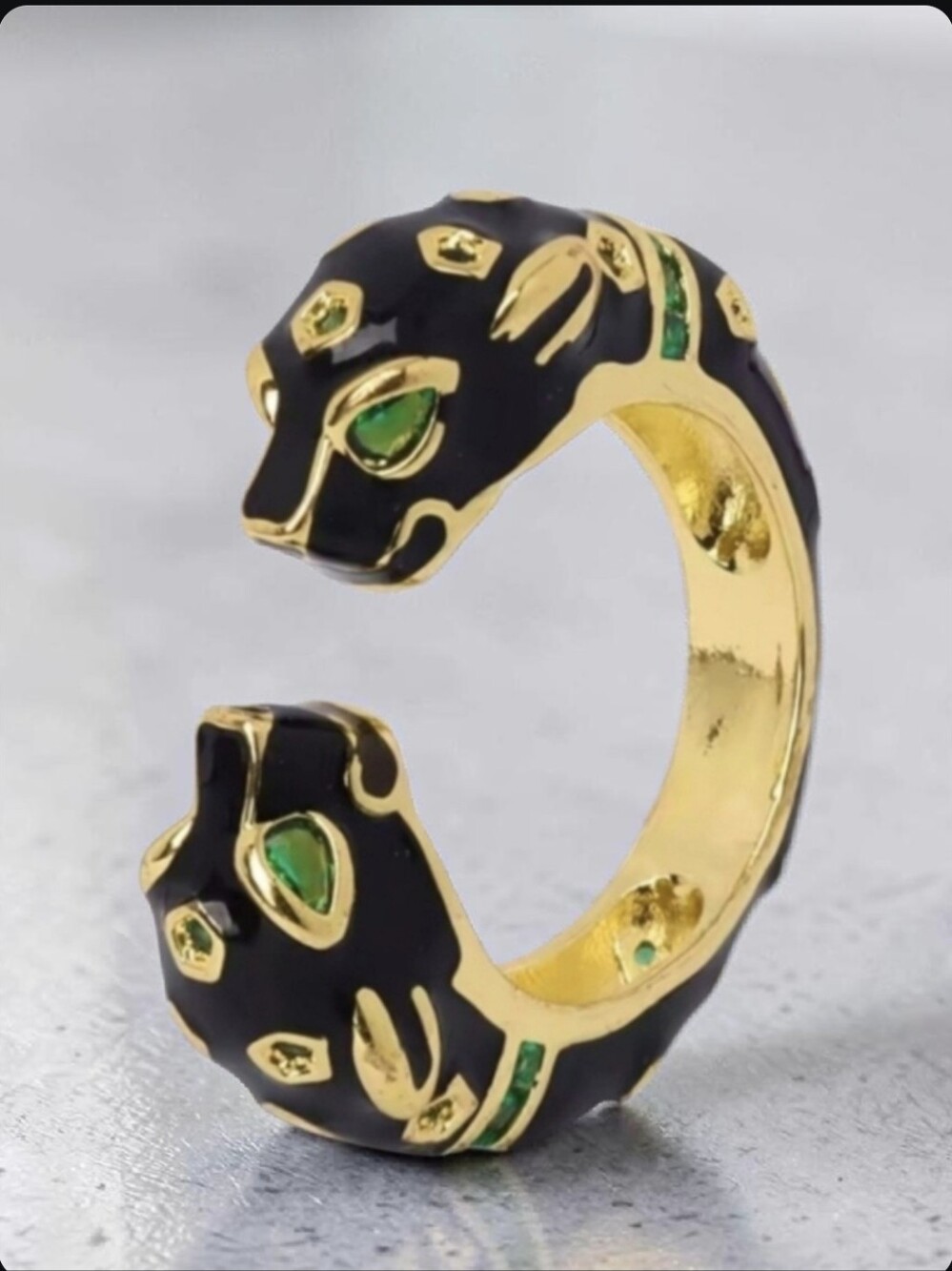 18k Gold Plated Luxury Duo Panther Leopard Head Designer Ring